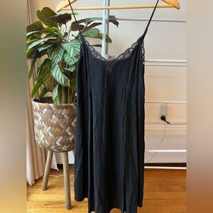 Wilfred Black Lace-Trim Slip Dress